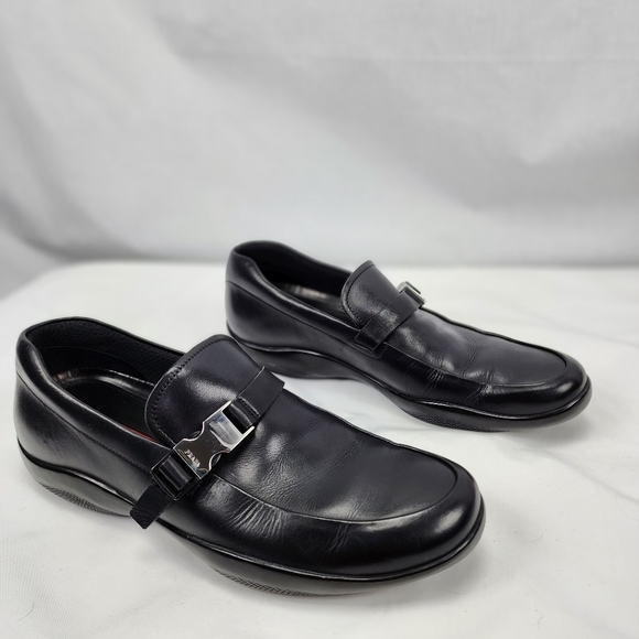 Prada Slip on Black Leather Loafers Shoes Men's Prada Size 7.5 US 8.5 - Picture 3 of 11